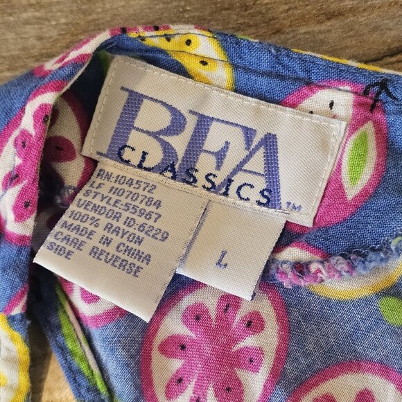 Retro 90s Fruit Print Colorful Maxi Button Down Dress Long Rayon Sz L Or Loose M - Picture 8 of 12